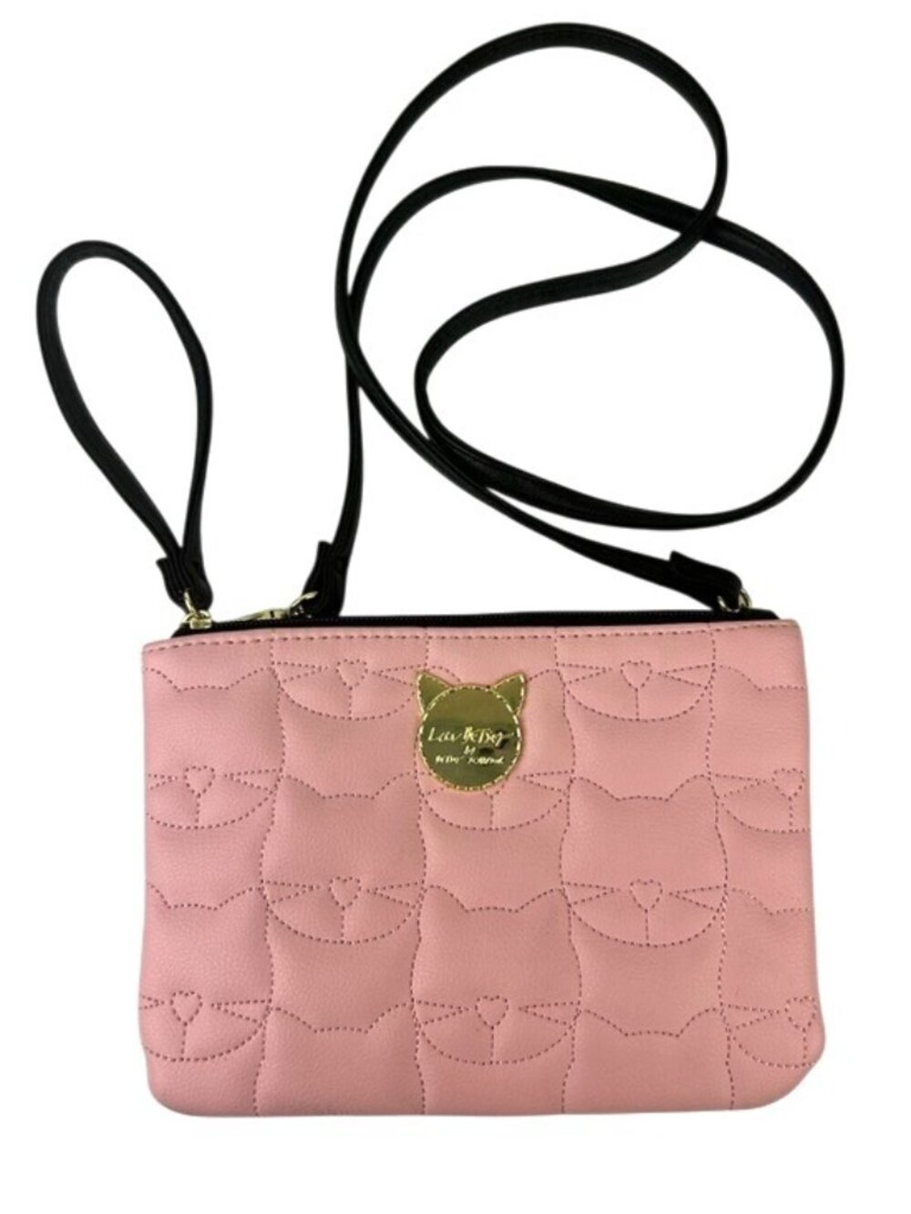 Luv Betsey Johnson Pink Quilted Cat Crossbody Purse Bag Wristlet
